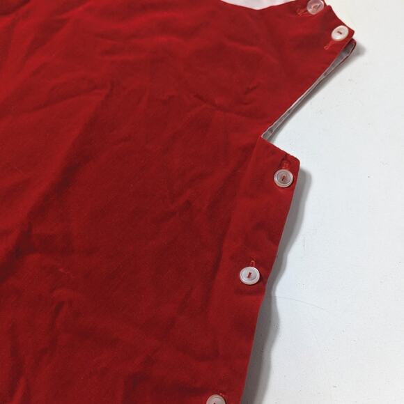 Vtg Dress Pinafore Girls Sz 24m Red Christmas Holiday School Simple Classic - Picture 2 of 6